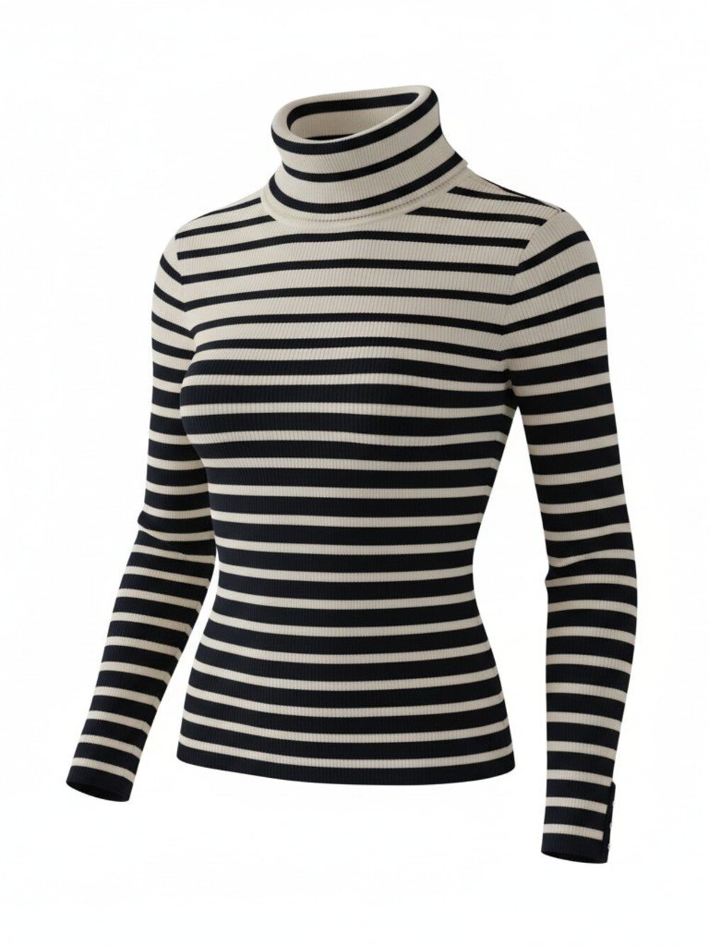 White House Black Market XL Black White Striped Turtleneck Sweater Top